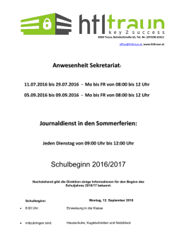 Infos f&uuml;r den Schulbeginn - HTL