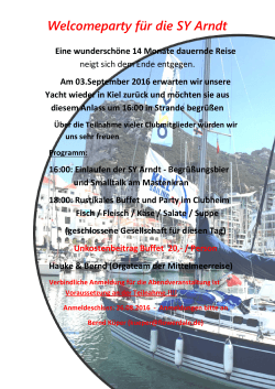 Welcomeparty für die SY Arndt - Kieler Yacht-Club