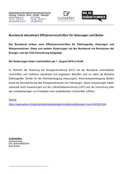 neue Energievorschriften - bei suissetec nordwestschweiz