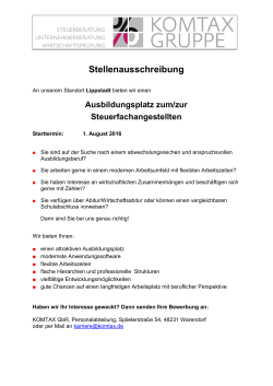 Ausbildung Steuerfachangestellte Lippstadt 2016