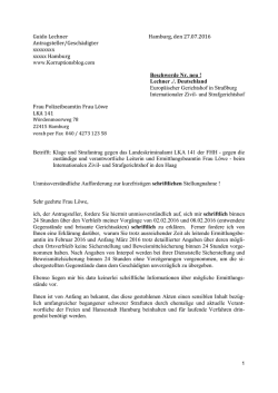 Guido Lechner Hamburg, den 27.07.2016 Antragsteller