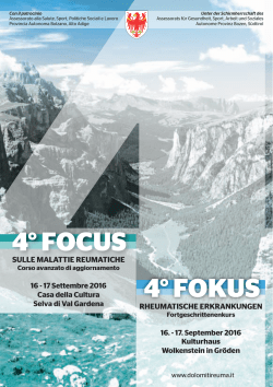 scarica il programma in  - Dolomitireuma – 4 Focus sulle Malattie