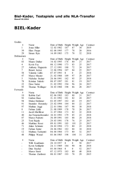 EHC Biel: Kader, Testspiele