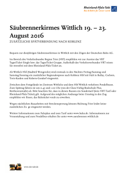 Säubrennerkirmes Wittlich 19. – 23. August 2016