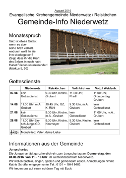 Gemeinde Info Niederwetz - Kirche Reiskirchen / Niederwetz