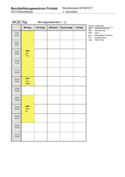 Stundenplan Schuljahr 2016/17 - Berufsbildungszentrum Fricktal