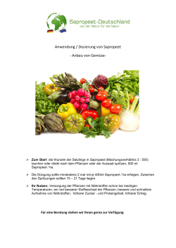 Anwendung / Dosierung von Sapropeet - Anbau von Gemüse-