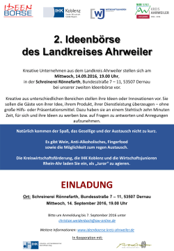 2. Ideenbörse des Landkreises Ahrweiler EINLADUNG