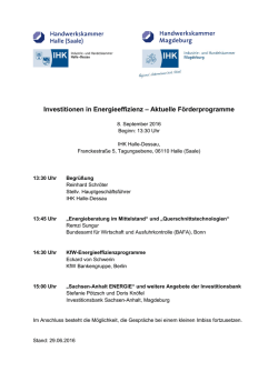 Investitionen in Energieeffizienz &ndash; Aktuelle F&ouml;rderprogramme