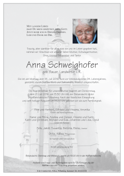 Anna Schweighofer - Bestattung GABRIEL