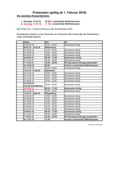 Probenplan (gültig ab 1. Februar 2016)