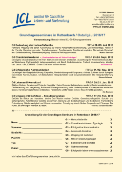 Grundlagenseminare in Rettenbach / Ostallgäu 2016/17