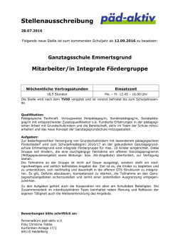 Interne Stellenausschreibung - p&auml;d
