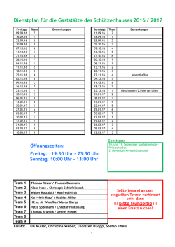 Dienstplan ab 09.09.2016