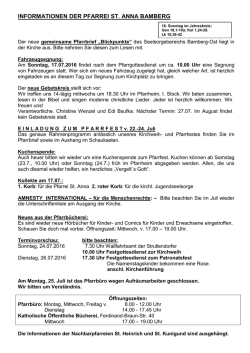 INFORMATIONEN DER PFARREI ST. ANNA BAMBERG
