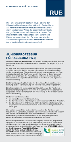 juniorprofessur füralgebra(w1) - Ruhr