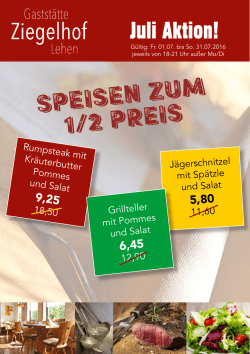 SPEISEN zum 1/2 Preis