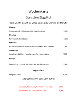 Wochenkarte - Gaststätte Ziegelhof