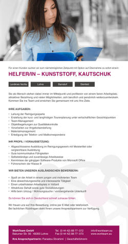 helfer/in &ndash; kunststoff, kautschuk