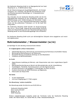 Rohrnetzmeister / Wassermeister (w/m)