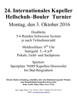 24. Internationales Kapeller Hellschuh–Bouler Turnier