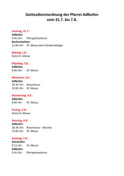 Gottesdienstordnung der Pfarrei Adlkofen vom