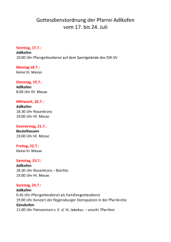 Gottesdienstordnung der Pfarrei Adlkofen vom 17