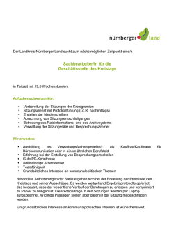 Sachbearbeiter/in f&uuml;r die Gesch&auml;ftsstelle des Kreistags