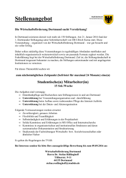 Die Wirtschaftsförderung Dortmund sucht Studentische(n)