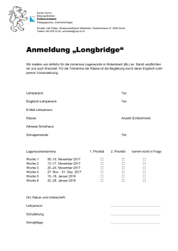 Anmeldung „Longbridge“ - Volksschulamt