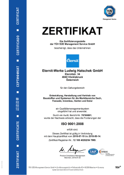 ISO Zertifikat &ndash; Eternit-Werke Ludwig Hatschek GmbH