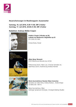 Neuerscheinungen im Musikmagazin: Aussenseiter Samstag, 16