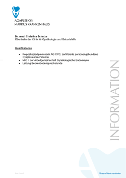 Dr. med. Christina Schulze - Agaplesion Markus Krankenhaus