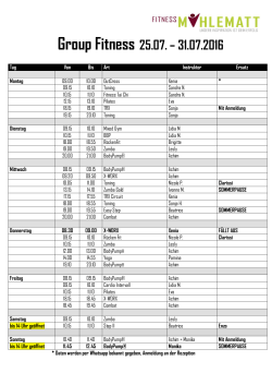 Group Fitness 25.07. &ndash; 31.07.2016