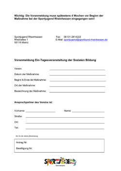 Formular zur Voranmeldung von Ein