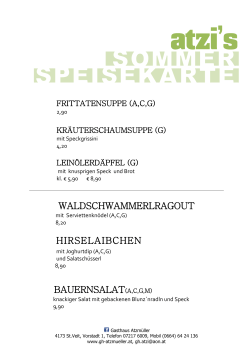 sommer speisekarte - Gasthaus Atzmüller