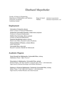 Eberhard Mayerhofer: Curriculum Vitae