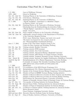 Curriculum Vitae Prof. Dr. J. Timmer
