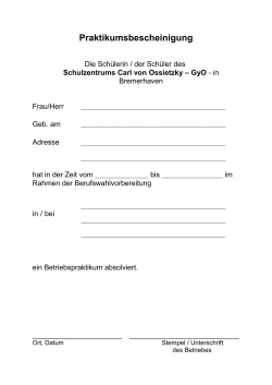Praktikumsbescheinigung - Schulzentrum Carl von Ossietzky GyO