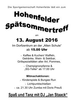 Die Sportgemeinschaft Hohenfelde l&auml;dt ein zum - sg