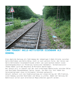 Land fördert Halle-Hettstedter Eisenbahn als Denkmal