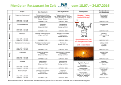 Menüplan Restaurant im Zelt vom 18.07. – 24.07.2016