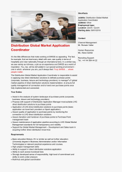 Distribution Global Market Application Coordinator