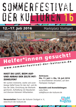 12.–17. Juli 2016 Marktplatz Stuttgart