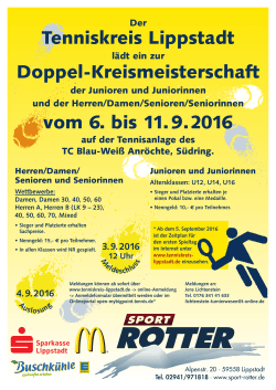 Tenniskreis Lippstadt Doppel-Kreismeisterschaft vom 6. bis 11. 9.2016