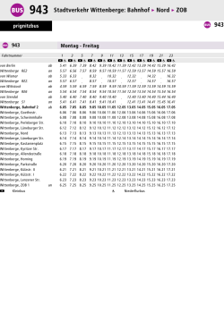 gültig ab 01.08.2016 Stadtverkehr Wittenberge: Bahnhof - Nord