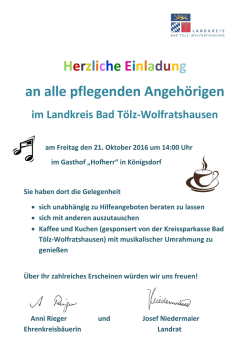 Herzliche Einladung an alle pflegenden Angeh&ouml;rigen