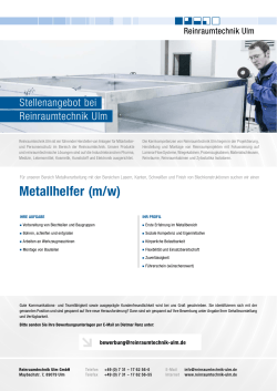 Stellenausschreibung Metallhelfer (Download PDF)