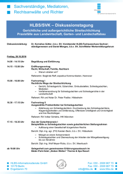 HLBS/SVK &ndash; Diskussionstagung Sachverst&auml;ndige, Mediatoren