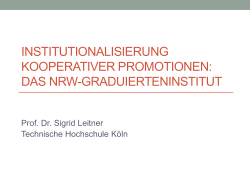 Institutionalisierung Kooperativer Promotionen: Das Nrw